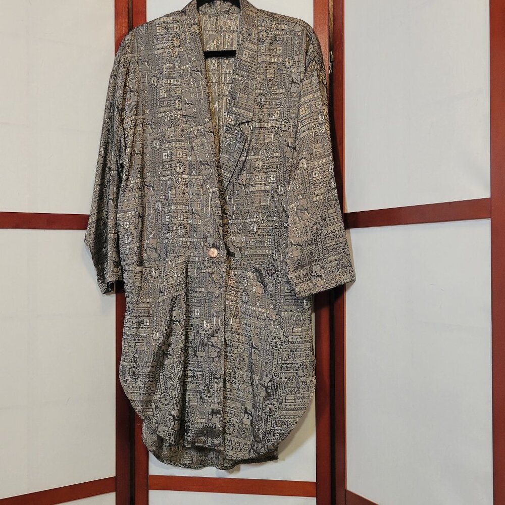 Pewter Metallic Long Jacket - L
